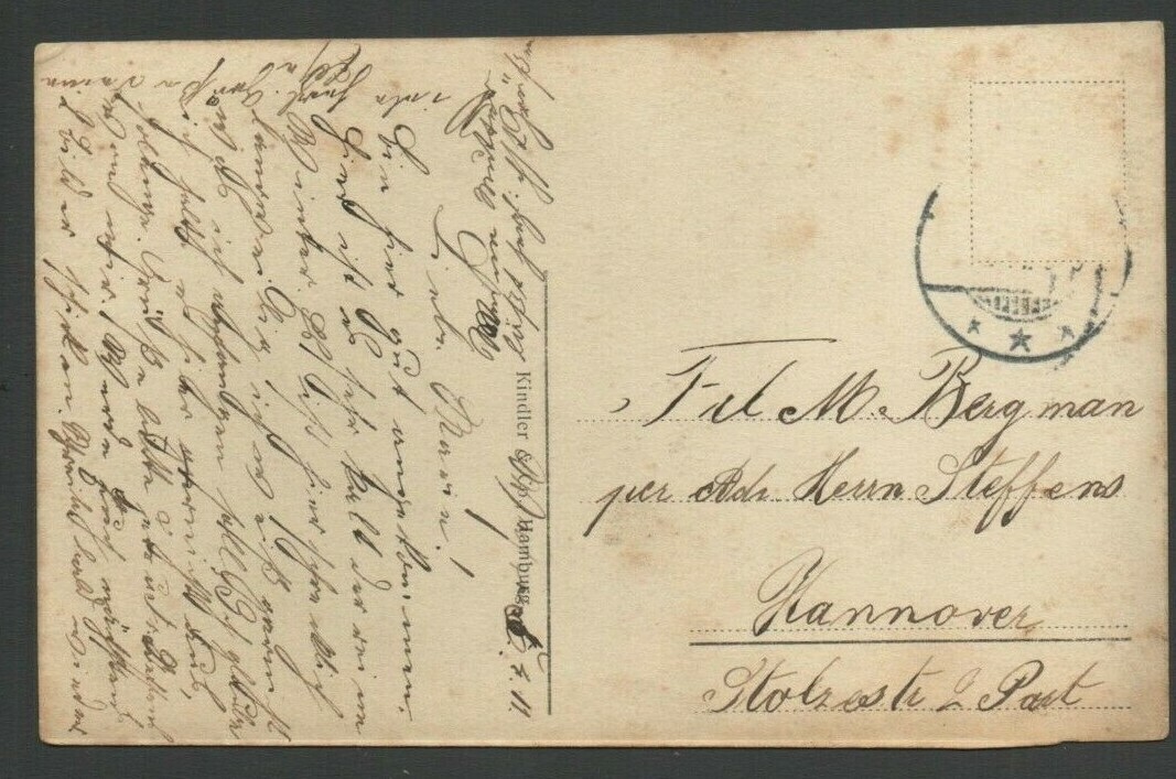 1911 Postcard Lady Wedding Dress Standing by Old Chair Kindler & Co. Hamburg