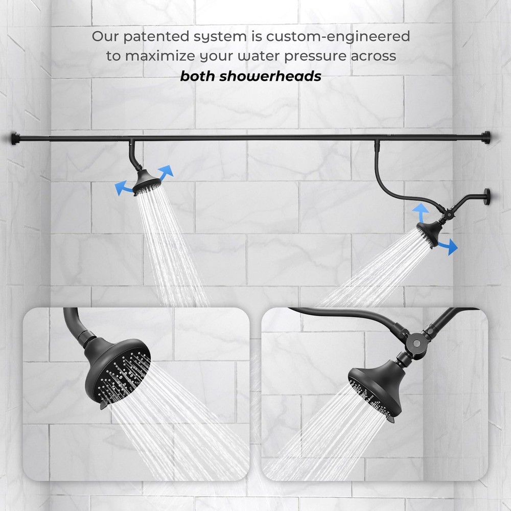 Dual Shower Head for Couples - High Pressure Adjustable Two Showerhead System...