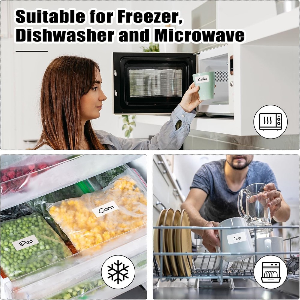 2000 Pcs Removable Freezer Labels, 1" x 2" Blank Label x 2", White