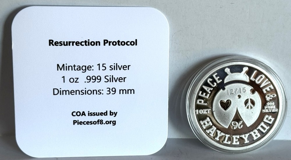 Hayleybug 1 oz Resurrection Protocol silver Round w/ COA POP 15