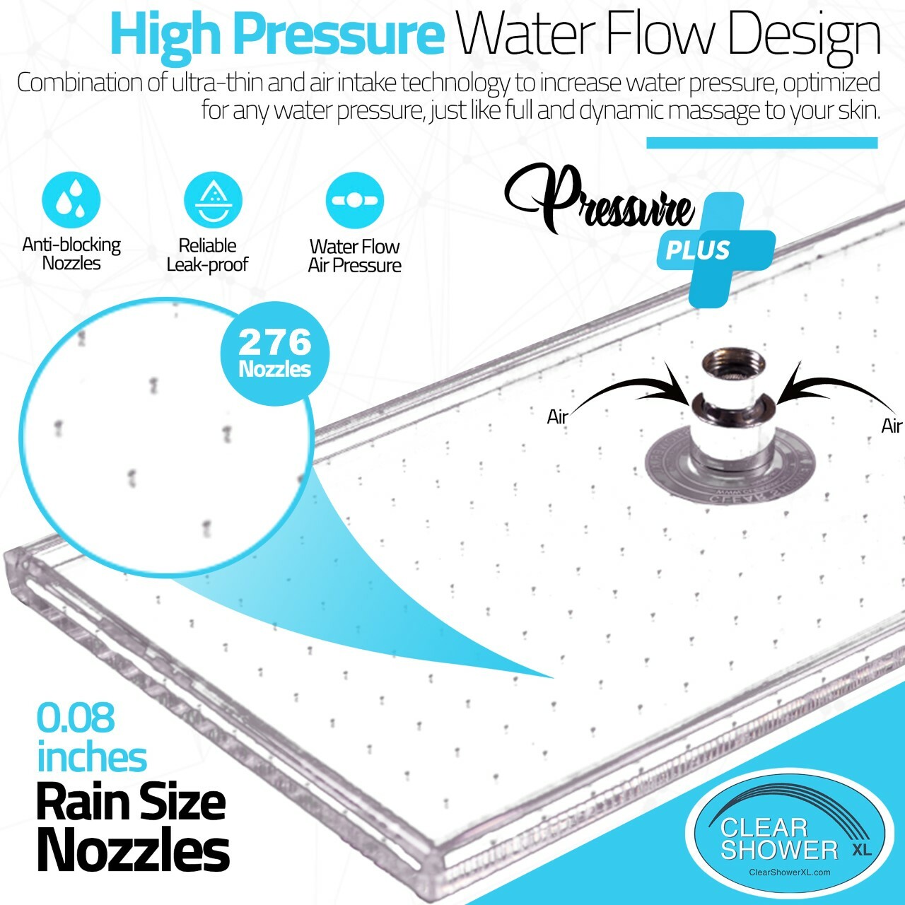 Large MIRROR Shower Head - Luxury Firm Pressure Rainfall Showerhead - NEW