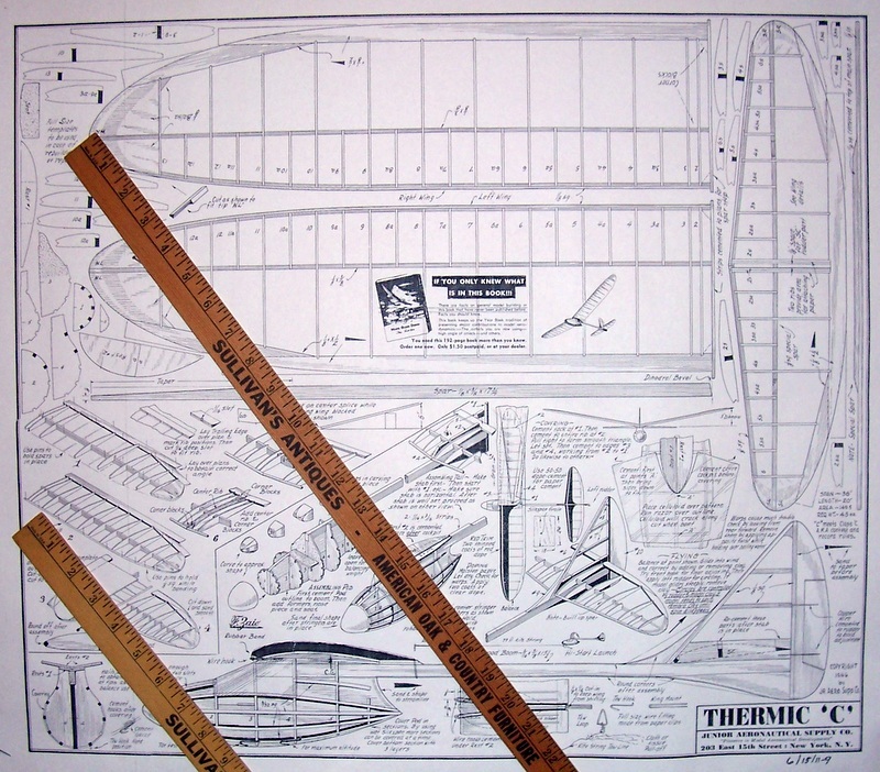 Jasco THERMIC "C" PLANS + PATTERNS for BOTH 1944 & 1946 Tow-Line Glider Models