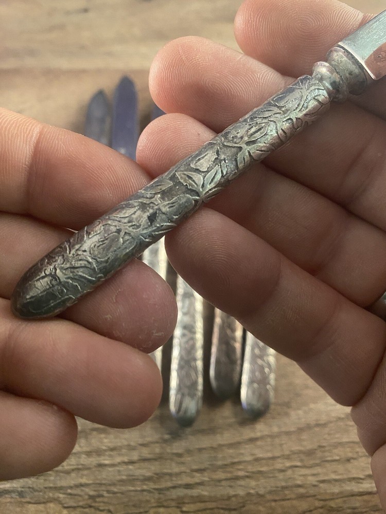 Rogers Hamilton Sword Logo Silverplated Fruit Knife Set of 7