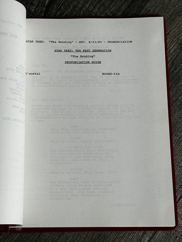 STAR TREK Script The Next Generation The Bonding Revised Final Draft Aug 23 1989