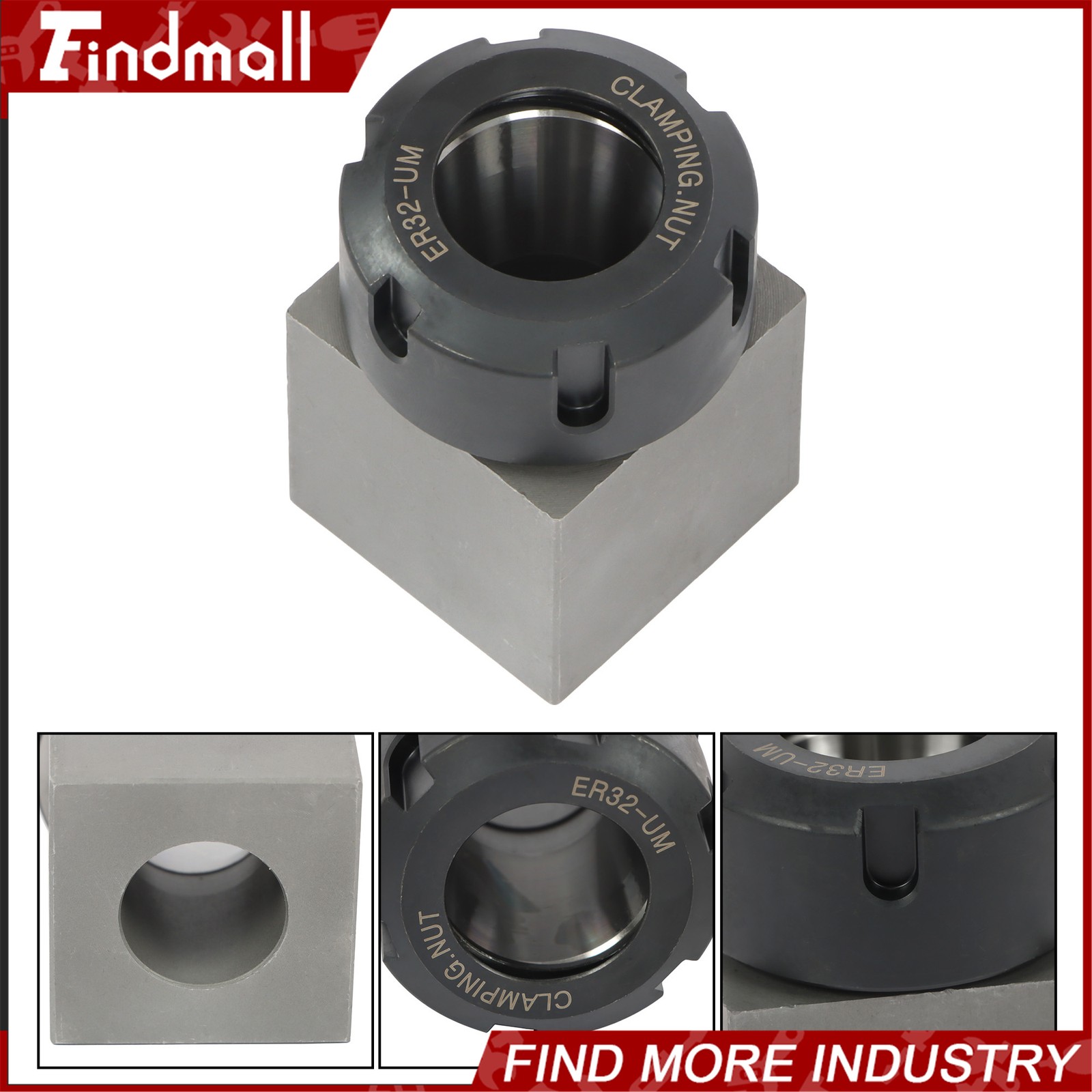 Findmall ER32 Collet Block Spring Hex & Square Chuck Holder For CNC Machine