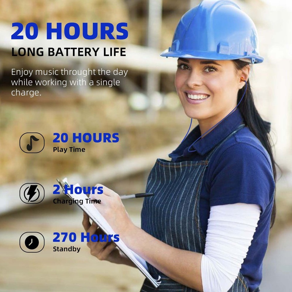 Bluetooth Ear Plugs for Work | Wireless Noise Reduction Earbuds with Mic