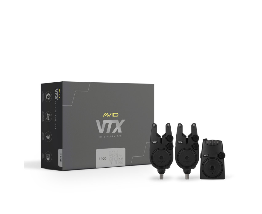 Avid Carp VTX Bite Alarm Set 2 or 3 Rod Sets + Receiver