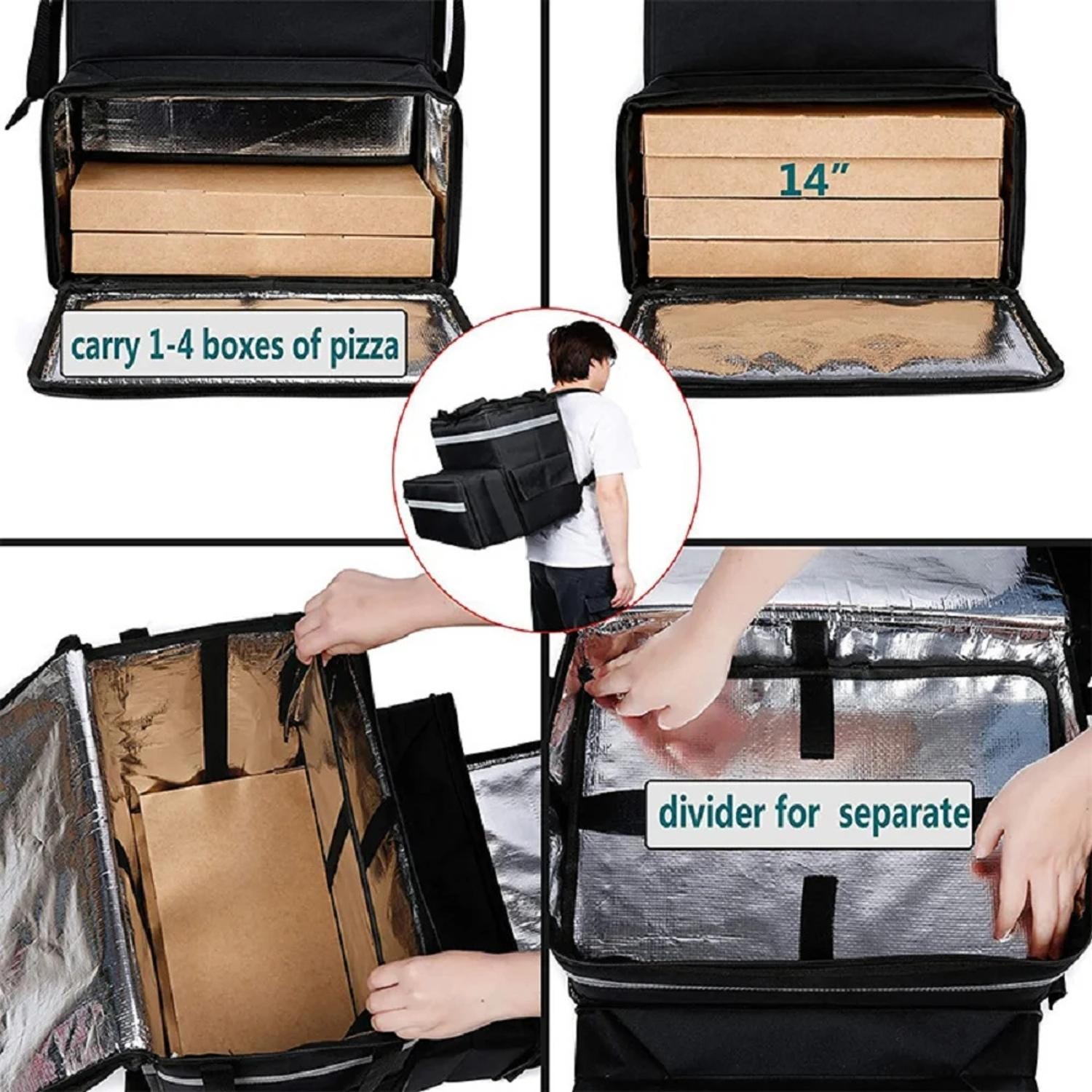 Food Delivery Backpack, Expandable Insulated Hot Pizza Bags for Delivery,Camping