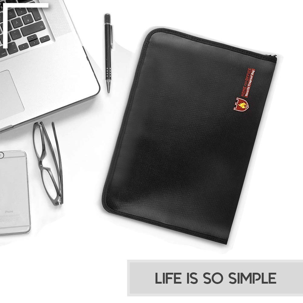 Fireproof Document Bag Fire Water Resistant A4 Size 12 Pockets Safe Holder