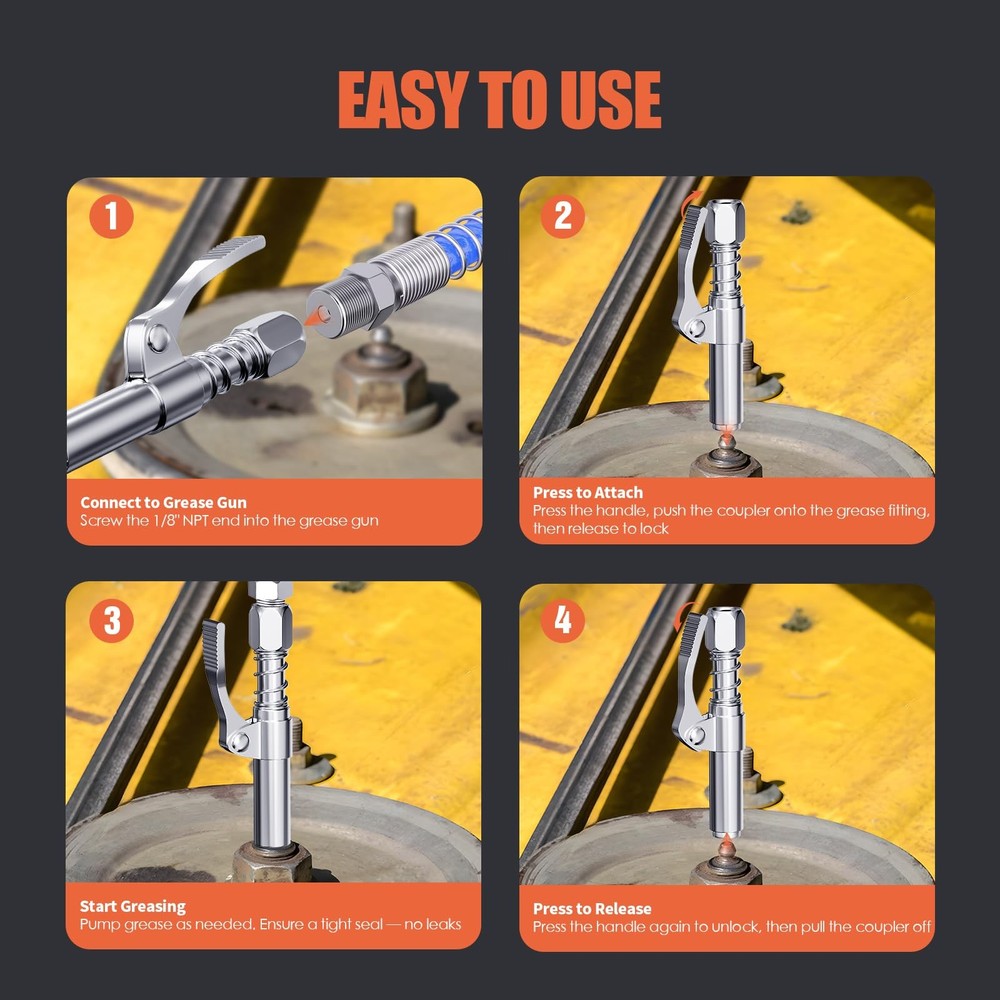 TRILINK Grease Gun Coupler 2-Pack, Quick Release Tips with...