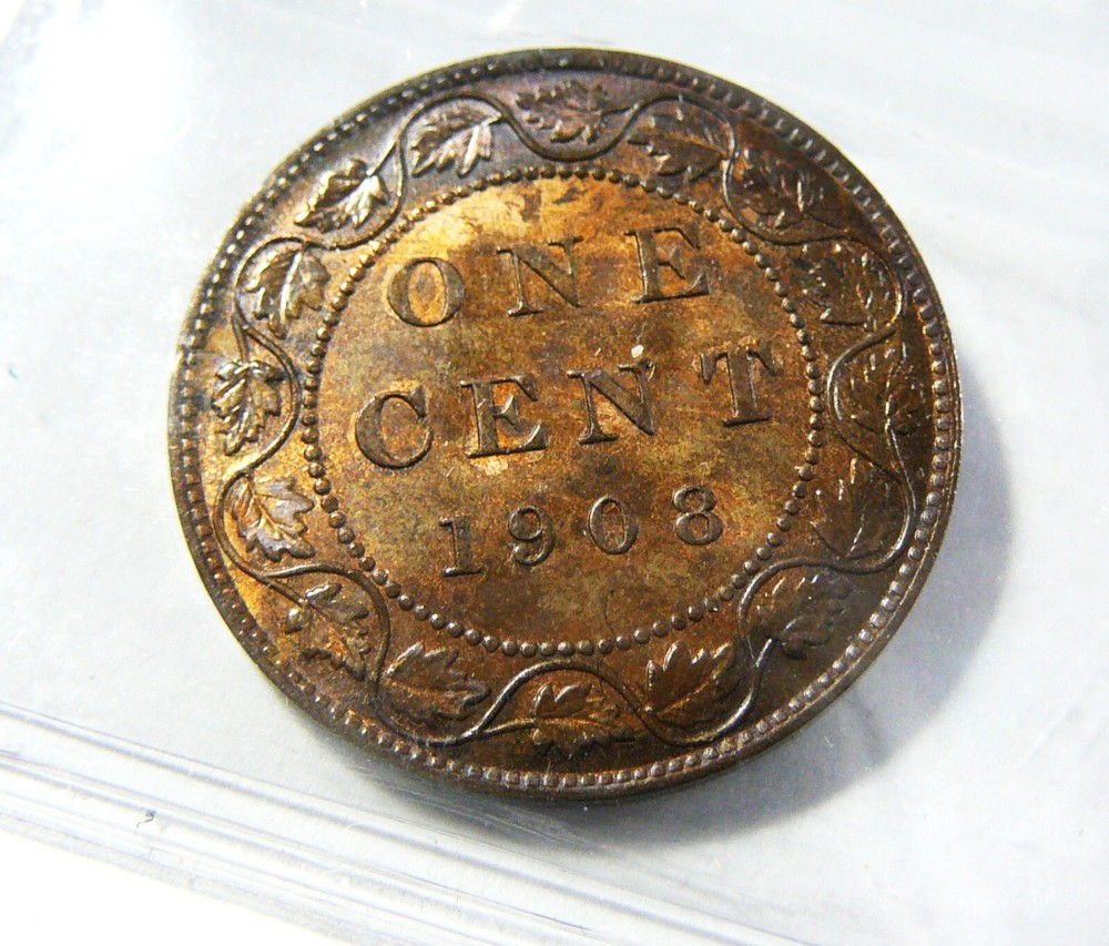 1908 1c ICCS MS-63 Red Brown Canada Cent