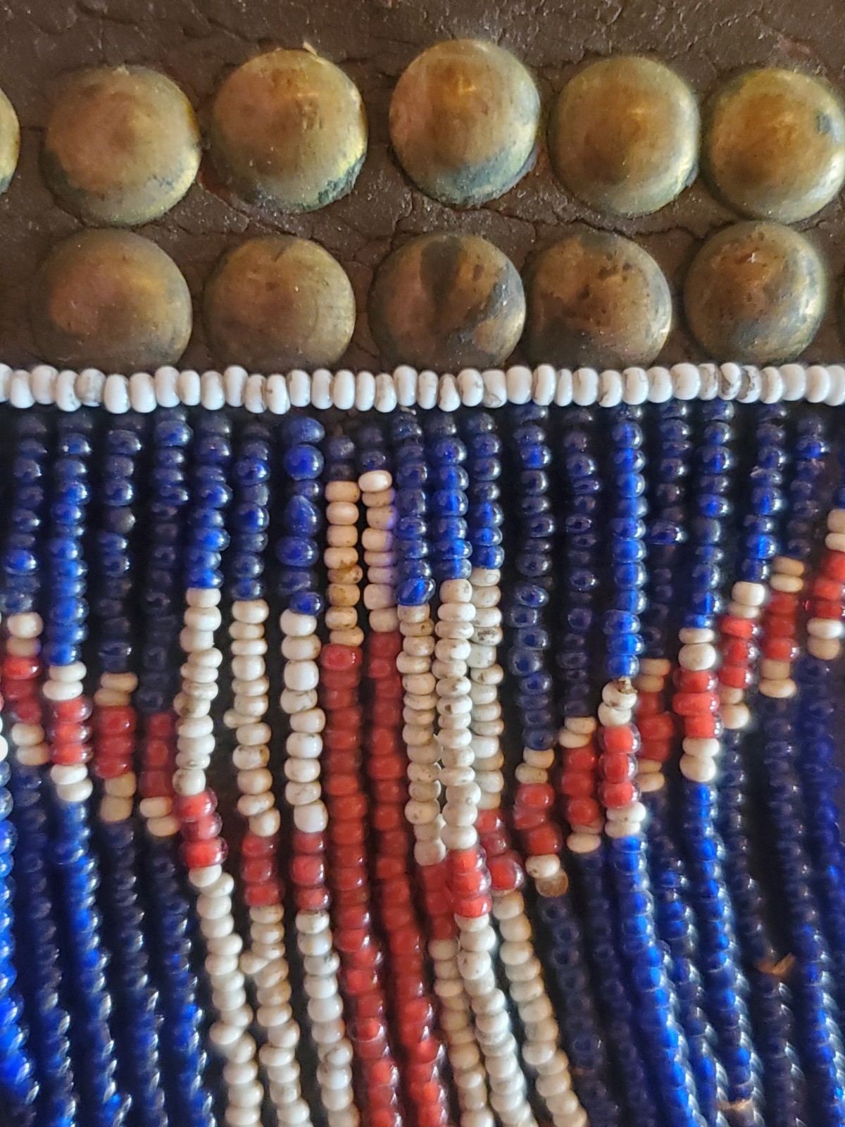 Antique OLD Native American Indian beaded warrior tacked belt Nez Perce 19th c.