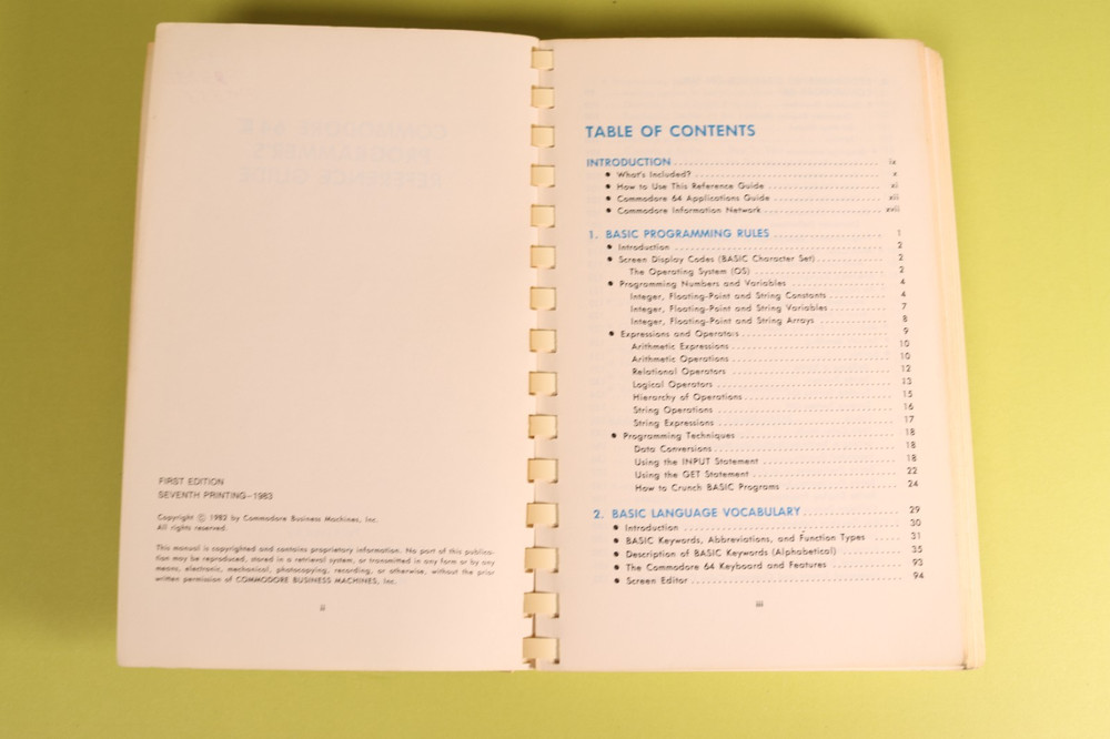 Commodore 64 Programmer's Reference Guide First Edition 7th Printing 1983