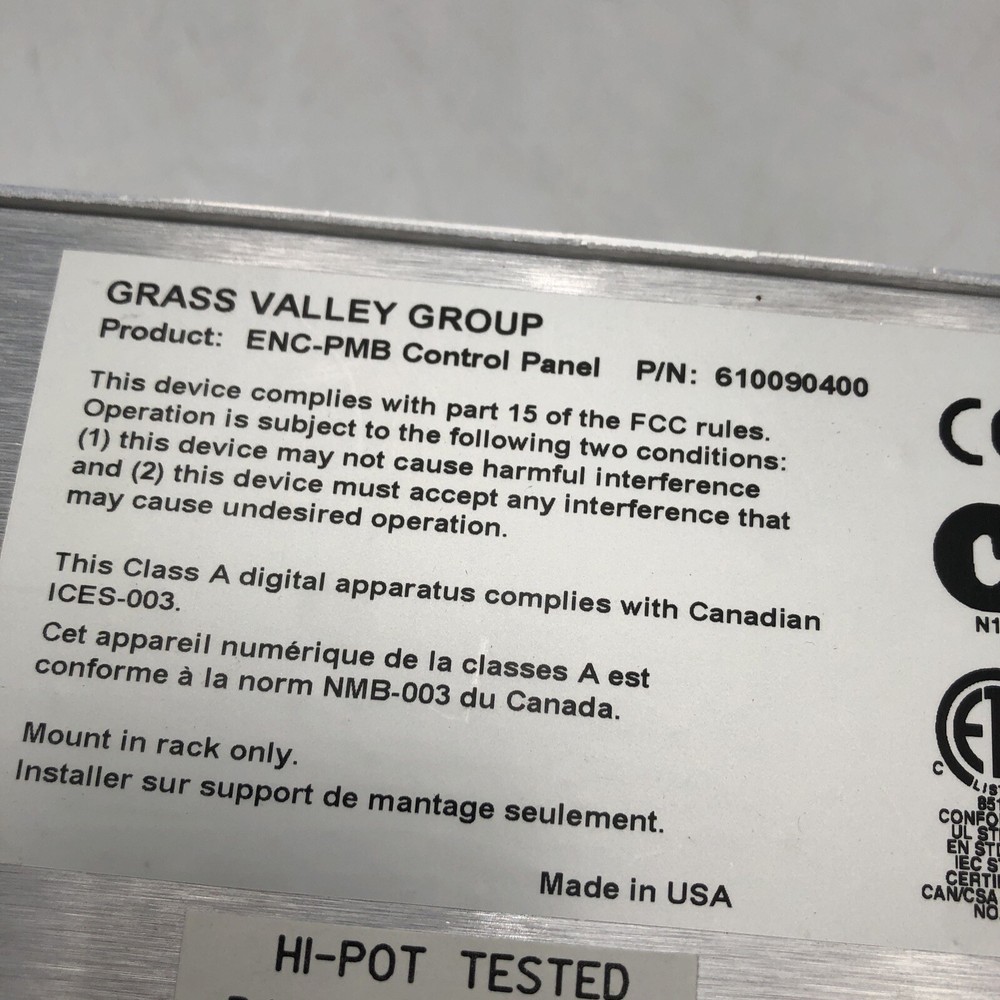 USED Grass Valley Encore/Prelude PMB Control Panel POWER TESTED READ B