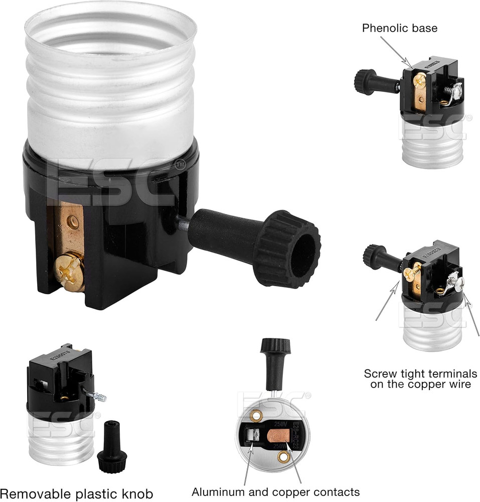 (2 Pack) 3 Way Socket Replacement for Lamp, Medium Base Interior Only, Incandent