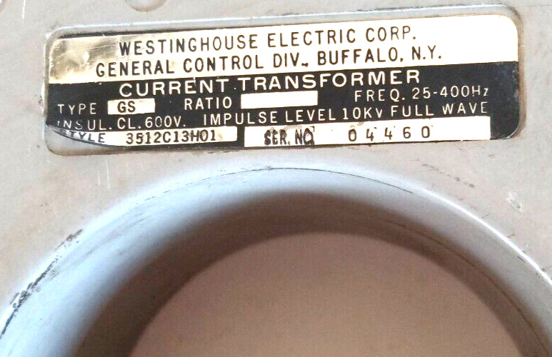 Westinghouse Current Transformer 3512C13H01 Frequency 25 400