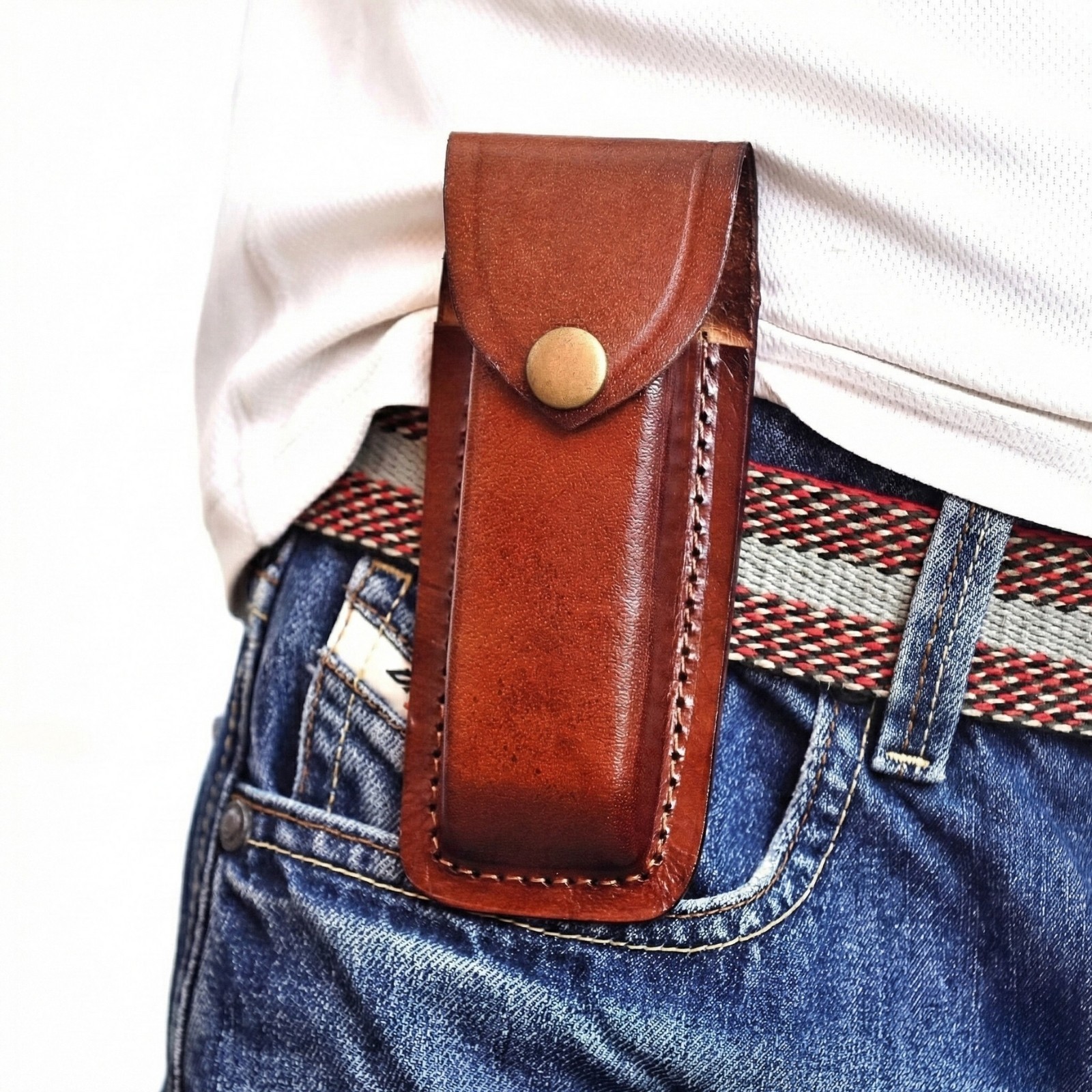 Leather Knife Sheath Belt Pouch Fits Buck 110 Folding Valentine's Gift For Him