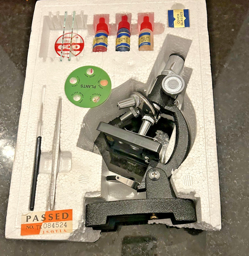 Vintage Microscope Chemistry Experiment Kit Set w Microscope Educational