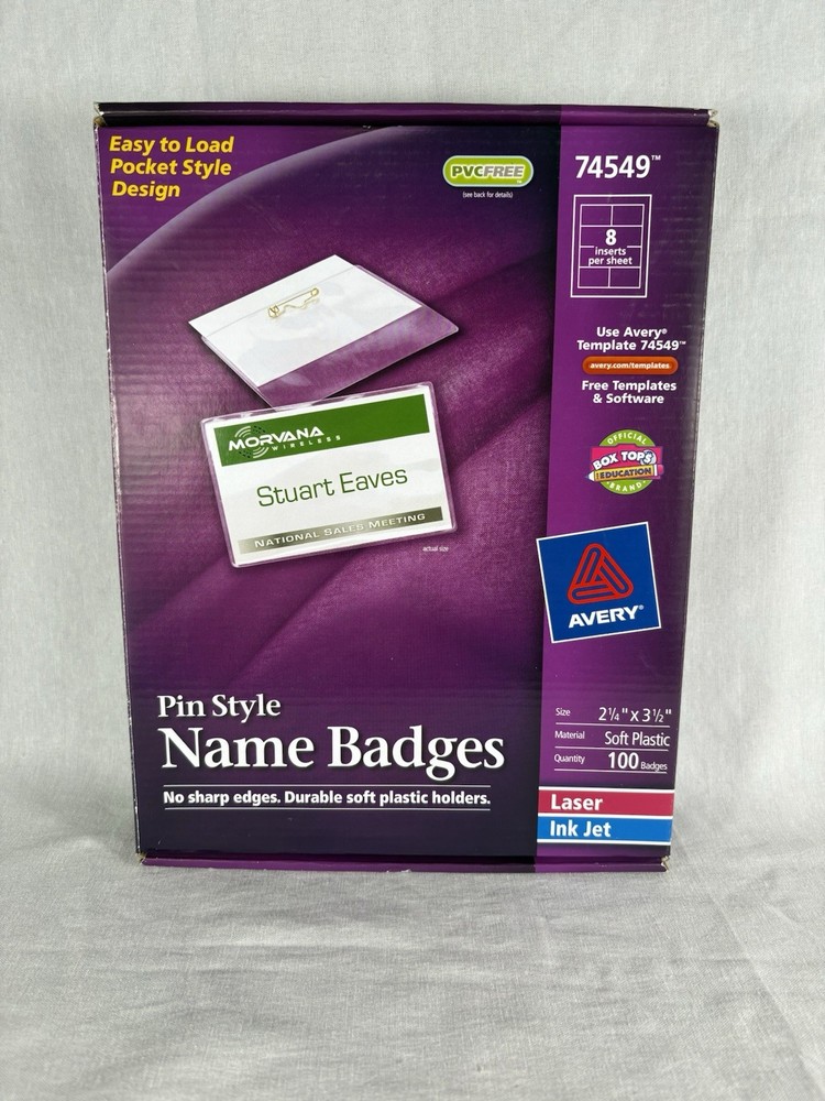 Avery Badge Holder Kit w/Laser/Inkjet Insert, Top Load, Open Box 80 Quantity