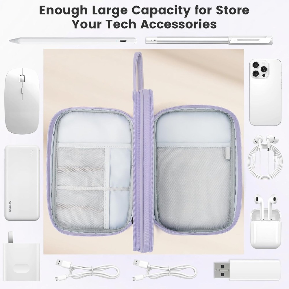 Tech Pouch - Lightweight Electronics Organizer Travel Case, Double Layers Cable