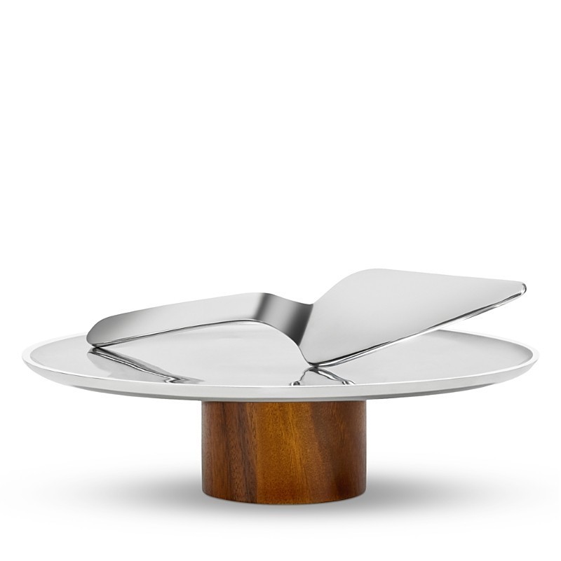 Nambe Pinnacle Cake Plate with Server - Include Scratches