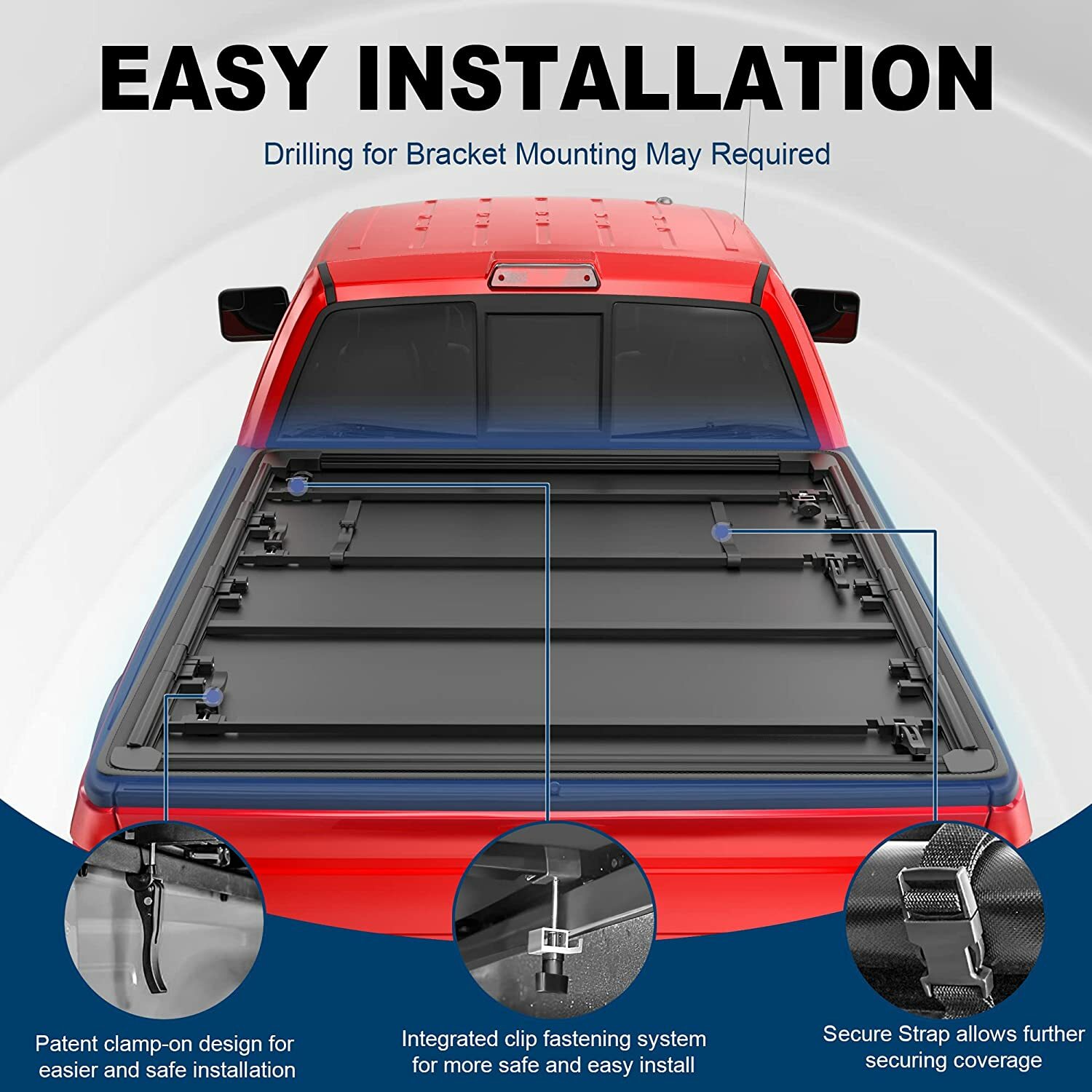 5.5FT Quad Fold/4 Fold Soft Truck Bed Tonneau Cover For 2015-2024 Ford F150