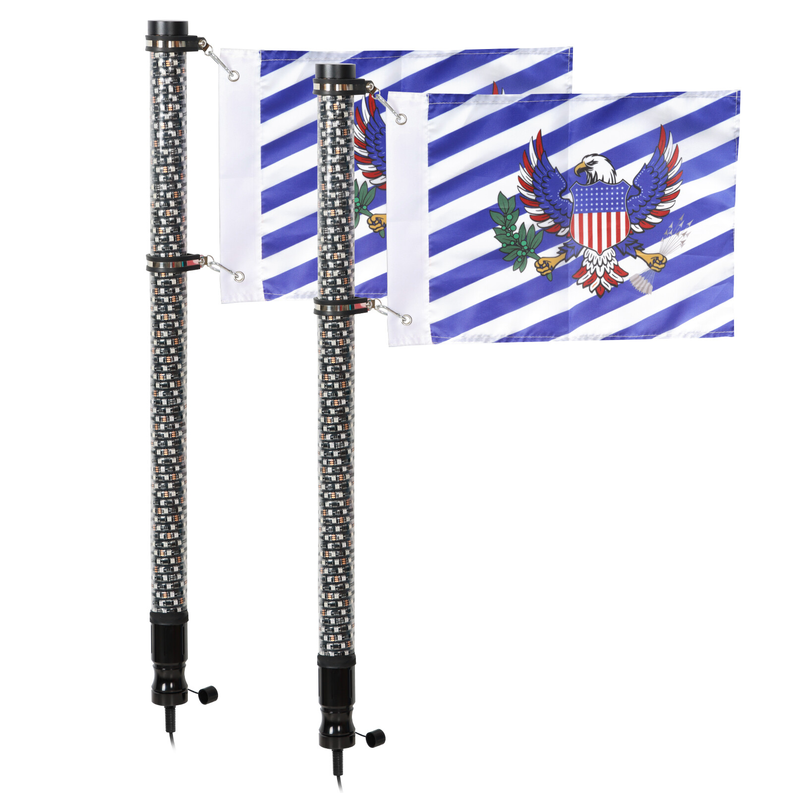 2x 3FT Thick LED Whip Spiral Chasing RGB Fat Whip Lights For Can Am Polaris RZR