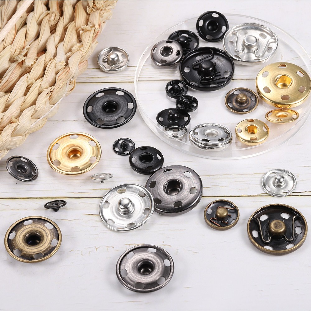 55 Sets Sewing Snap Buttons, Press Buttons Snap Fasteners 4 Sizes, Silver