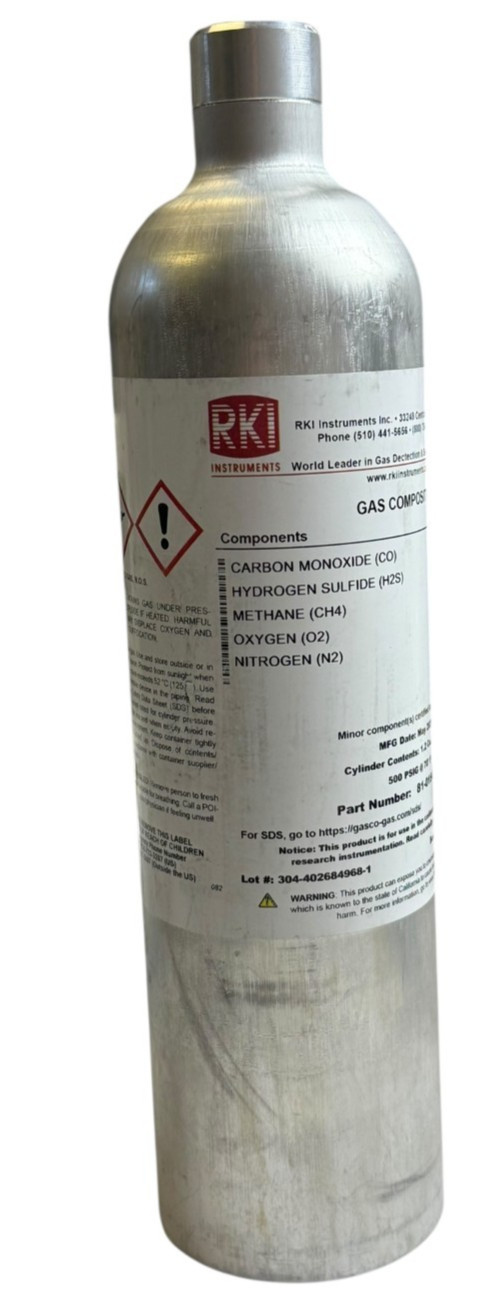 RKI Calibration Gas Cylinder 81-0154RK-04 CO H2S CH4 O2 Tank Only MADE IN USA