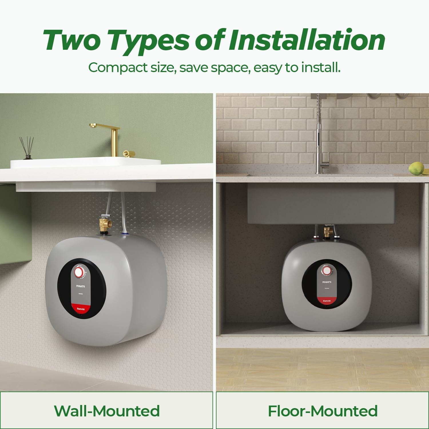 8 Gallon Electric Mini Tank Water Heater Instant Boiler 1440W Compact Storage