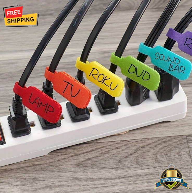 10pcs Wire Markers - Writable Cable Labels with Hook, Loop for Easy Organization