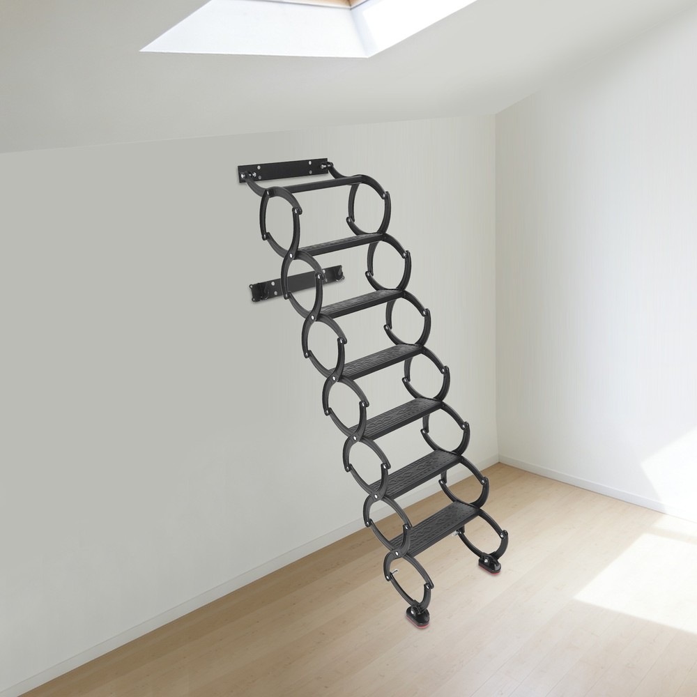 Pull-down Ceiling Folding Stairs 68.89" Max Height Retractable Loft Attic Stairs