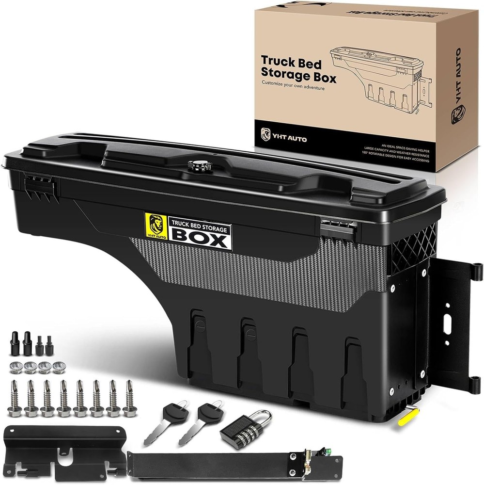 YHTAUTO Truck Bed Storage Tool Box Lockable Compatible with Passenger Side
