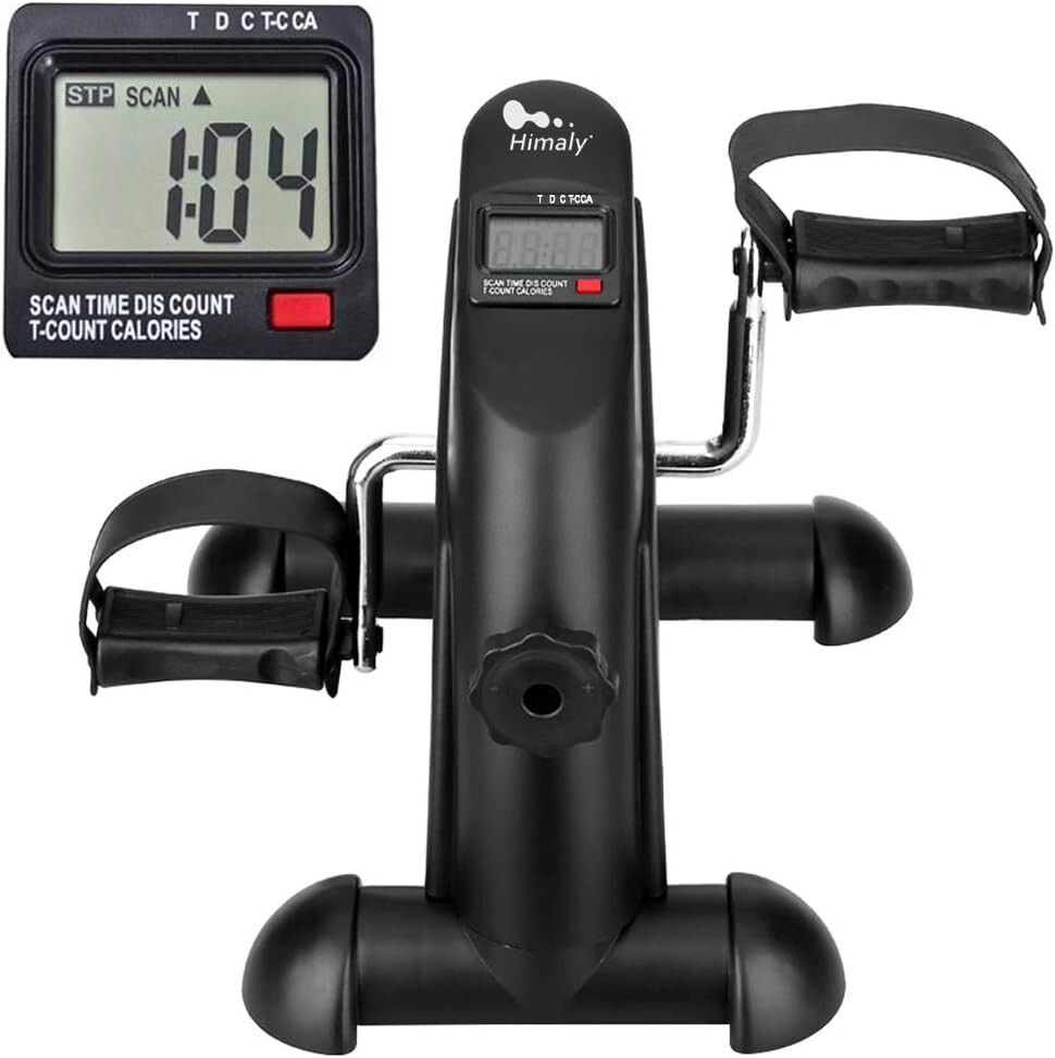 Compact Pedal Exerciser with Adjustable Resistance and Digital Display - Black