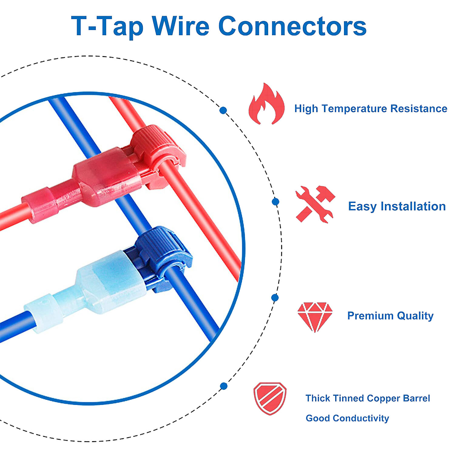 240/60psc T-Taps Wire Terminal Connectors Insulated Quick Splice Combo Kit