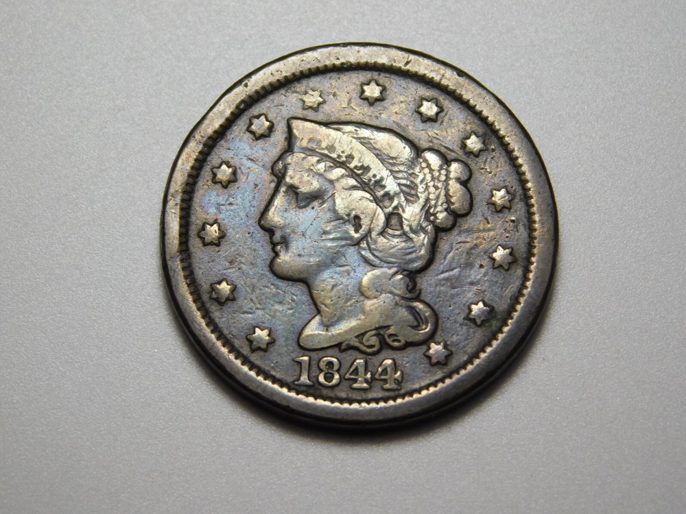 US COINS 1844 BRAIDED HAIR LARGE CENT