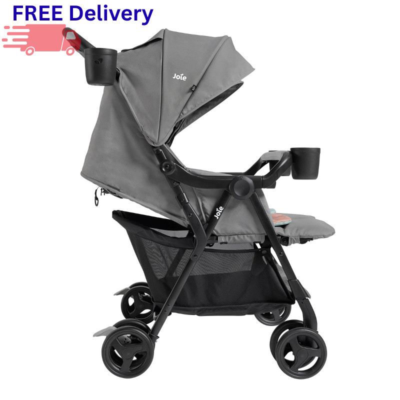 Lightweight Double Stroller Side by Side Foldable Compact Twin Travel Pram