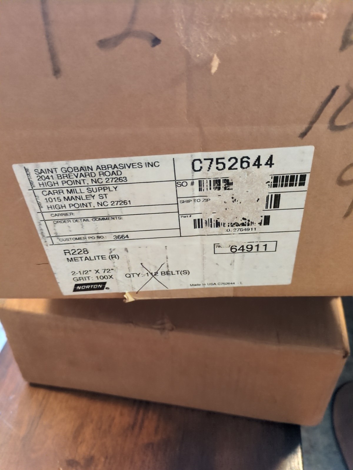 Norton R228 Metalite Aluminum Oxide Sanding Belts 2 1/2 x72 Box of 55 belts