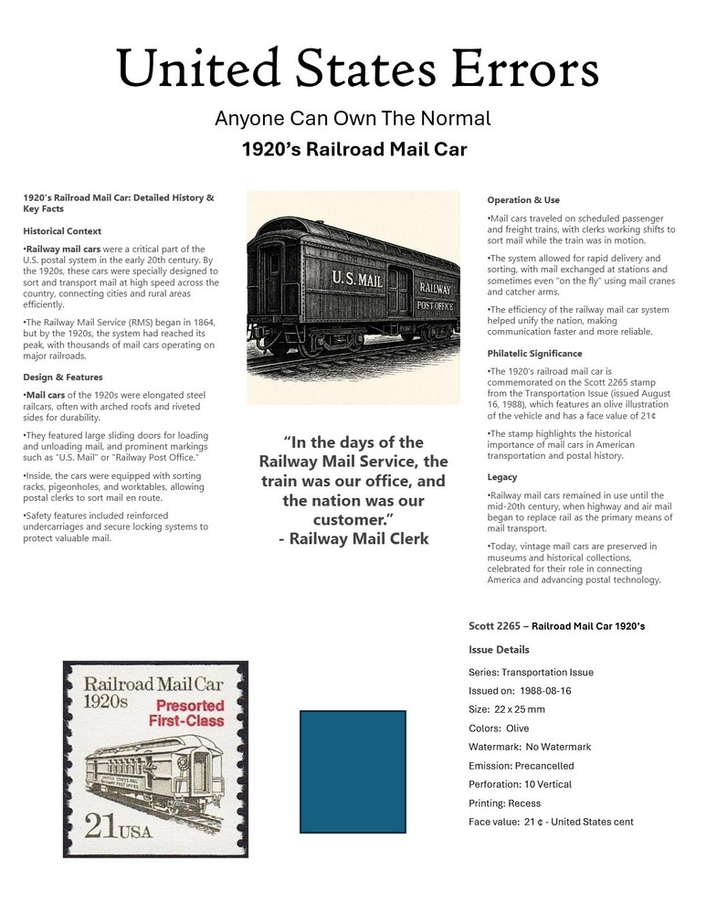 Centsational Custom Presentation Panel For Error SN 2265 - 8.5” X 11”