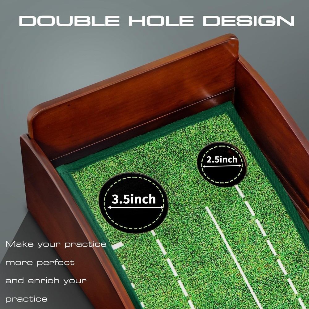 Foldable Portable Golf Putting Mat with Mirror & Automatic Ball Return System