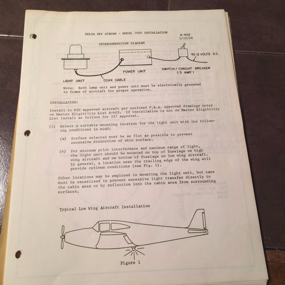 Delta Sky Strobe Model 7000 Install, Service & Parts Manual