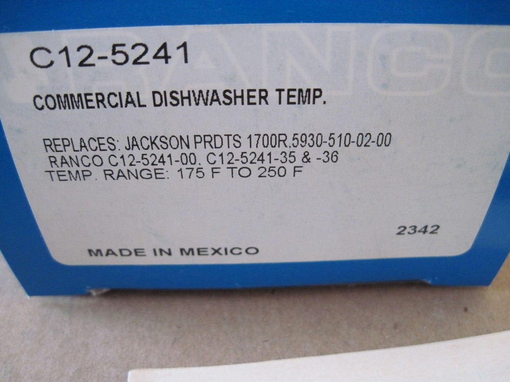 RANCO C12-5241 Commercial Dishwasher Temperature Controller / Thermostat