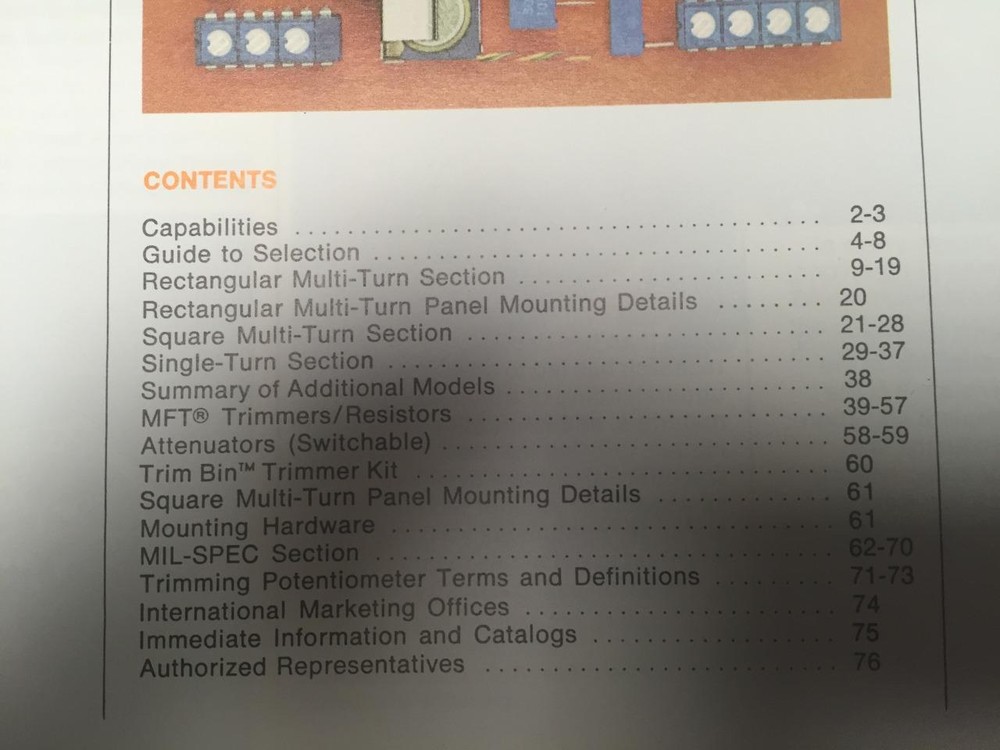 1981 Bourns Inc Catalog ~ Trimpot Trimmers ~ Selection Guide