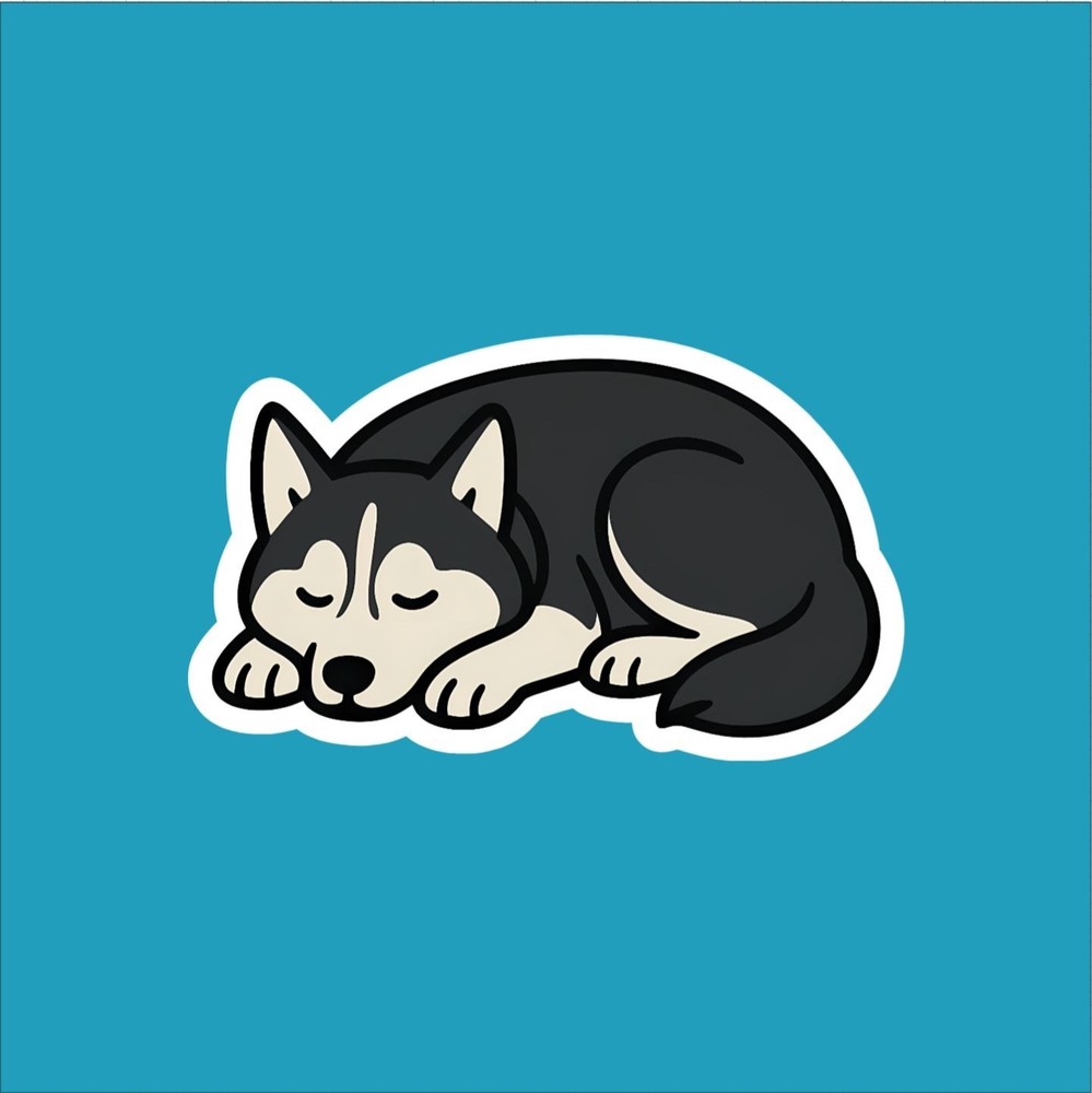 Husky Sleeping Sticker