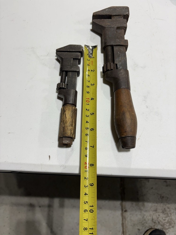 Pipe Wrenches Wood Handle Vintage