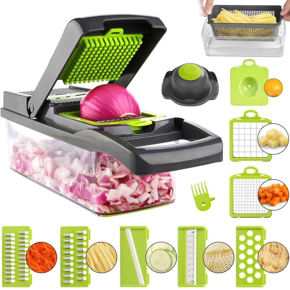 ADOV Vegetable Chopper, 14 in 1 Multi-Function Kitchen Mandoline Slicer, 7 Re...