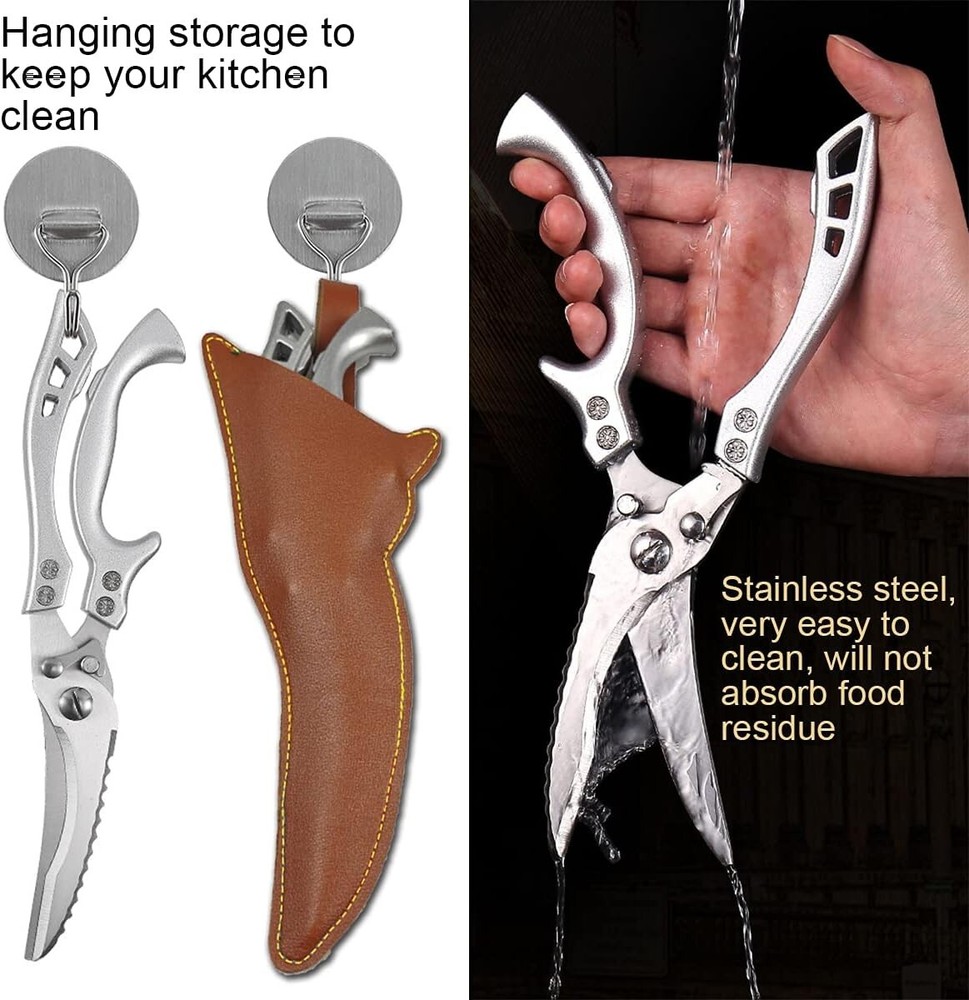 Rust-Proof Professional Kitchen Scissors - Ideal for Poultry, Fish, Vegetables