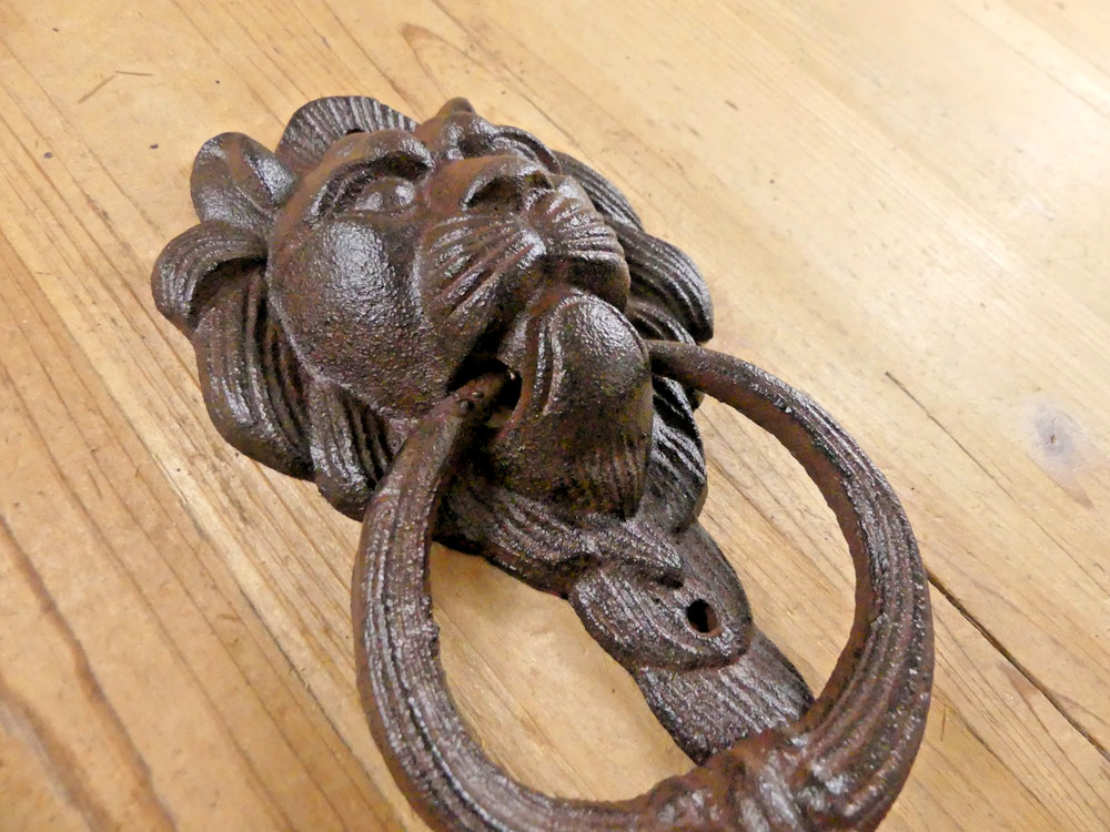 Cast Iron Door Knocker *CASTING DEFECT* Antique Style Rustic LION HEAD