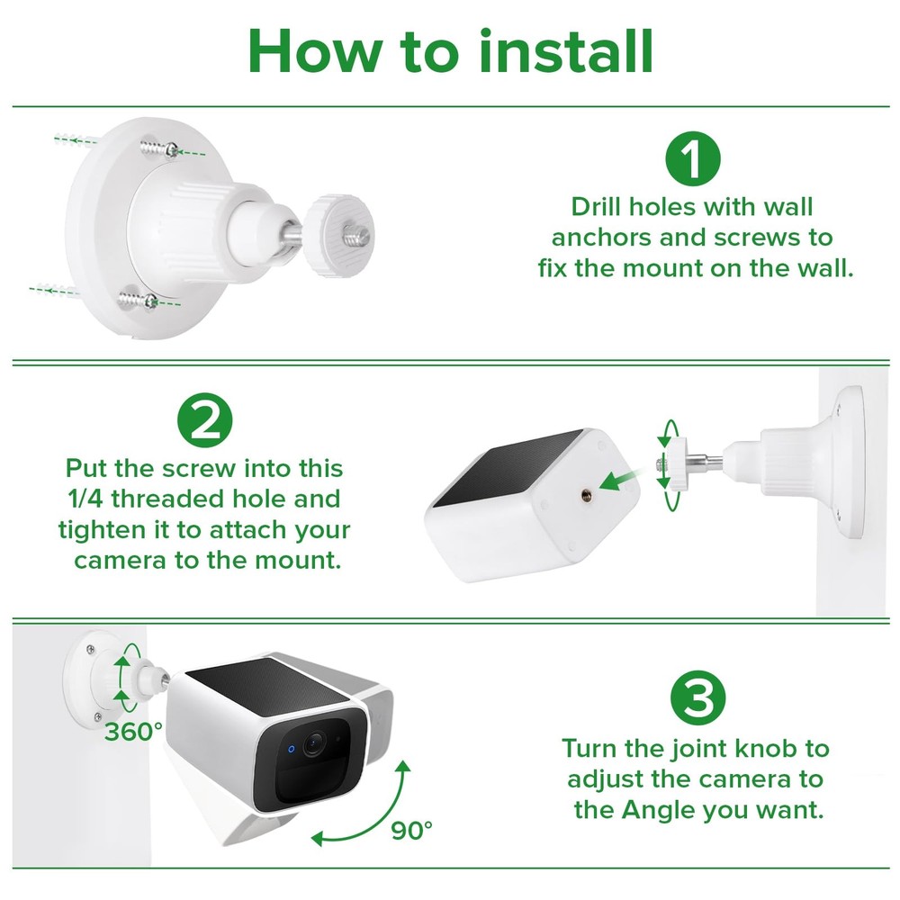 wochel 2Pack Security Camera Mount Compatible with eufy Solocam White