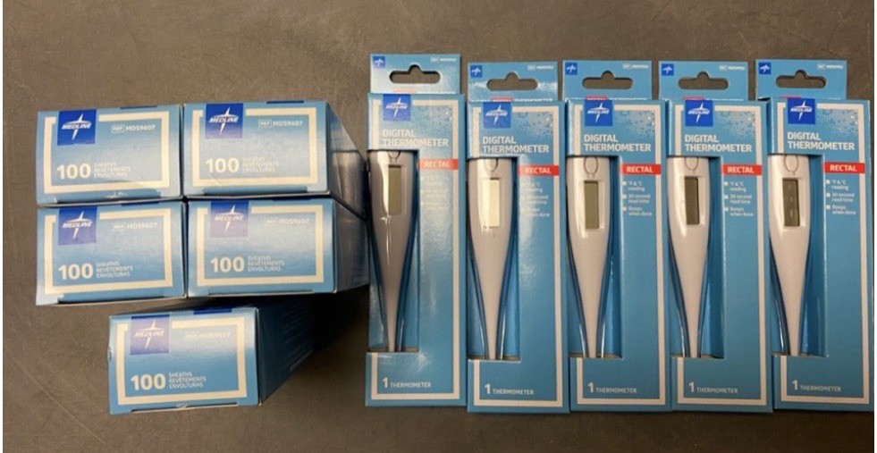 Digital Rectal Thermometers & Disposable Sheaths, Medline  5 & 5 bx. Sheaths